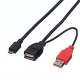 thumbnail of ROLINE USB 2.0 Y-Kabel, 2x Typ A (ST / BU) - Micro B ST, 1m