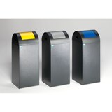 thumbnail of PROREGAL Selbstlöschender Wertstoffsammler rund | 60 Liter, HxBxT 80x32x32cm | Verzinkter Stahl | Grau-Blau | Mülleimer Abfalleimer