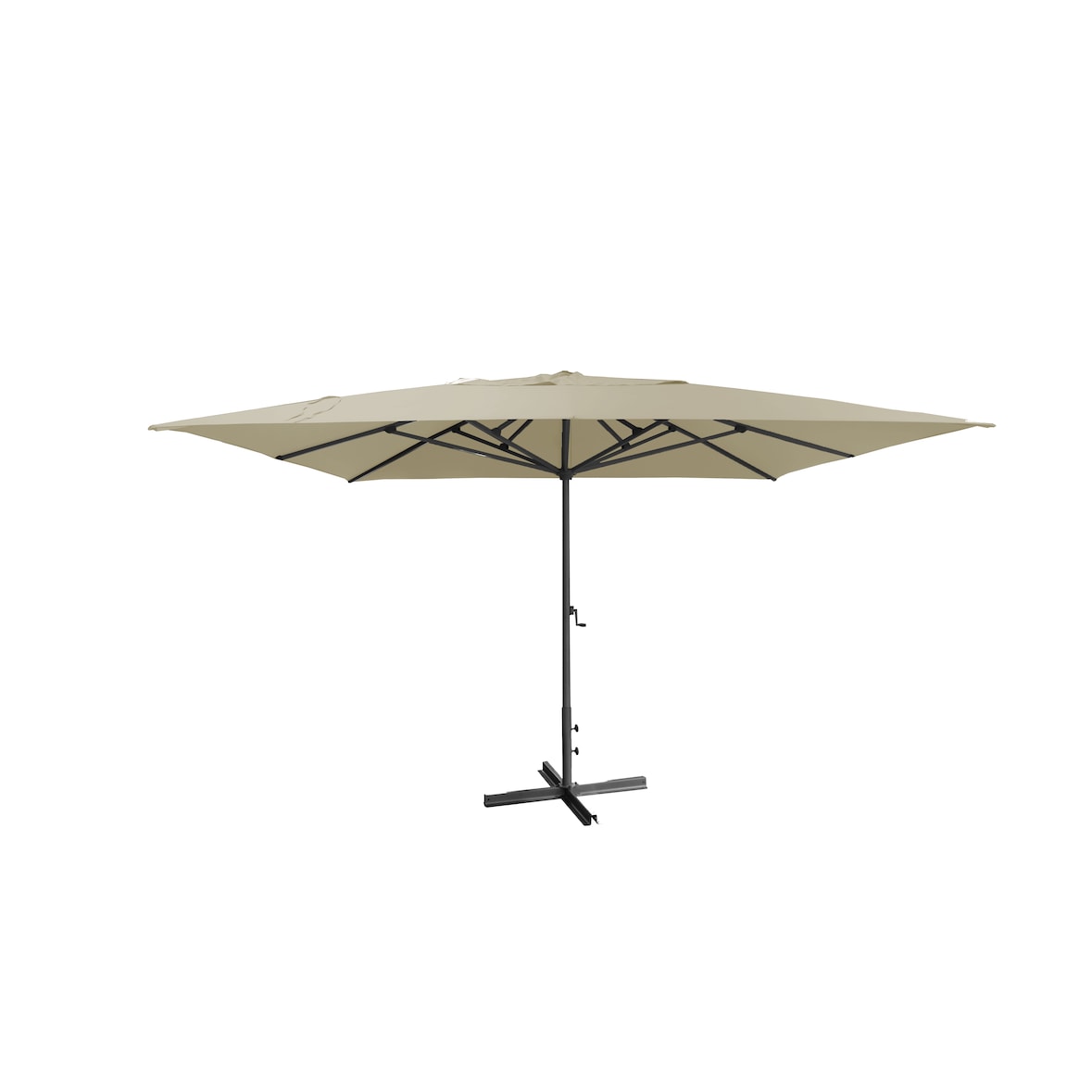 METRO PROFESSIONAL Sombrilla cuadrada, aluminio, 4 x 4 m, repelente al agua, humus/gris