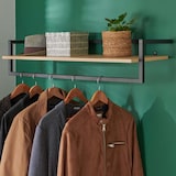thumbnail of Penderie étagère murale bois et métal noir L90 cm ETAN
