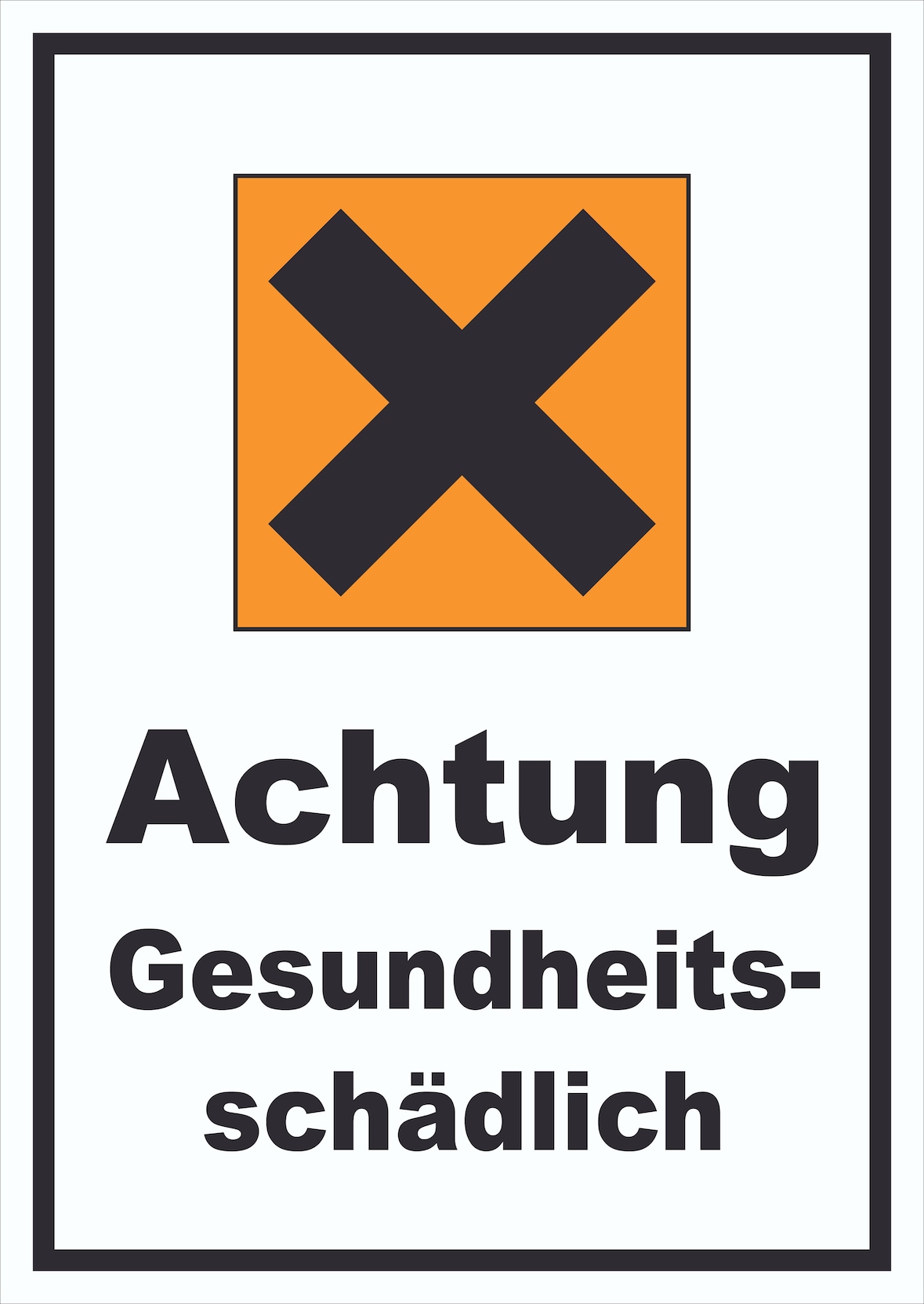 Schild Gefahrensymbol Gesundheitsschädlich Kreuz hochkant A1 (594x841mm)