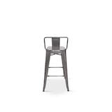 thumbnail of Lot de 4 tabourets de bar en métal brut aspect galvanisé style industriel - Avec dossier - Hauteur 76 cm