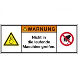 thumbnail of Aufkleber I Produktsicherheitsschild Warnung Nicht in die laufende, RoHS konform, Folie, 200x75mm