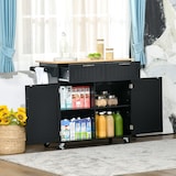 thumbnail of Carro de cocina con ruedas mueble auxiliar de cocina con 2 cajones 2 puertas estante ajustable y toallero para comedor salón 104x46x91 cm negro