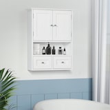 thumbnail of kleankin armario de pared para baño armario colgante mueble suspendido de baño con 2 puertas y 2 cajones para cocina estilo moderno 50,8x17,8x66 cm