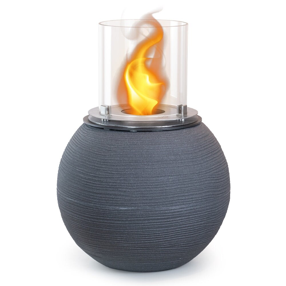 Chimenea de bioetanol para suelo de jardín, para interior y exterior, BOTTICELLI Hierro fundido Gris d.40 x h54