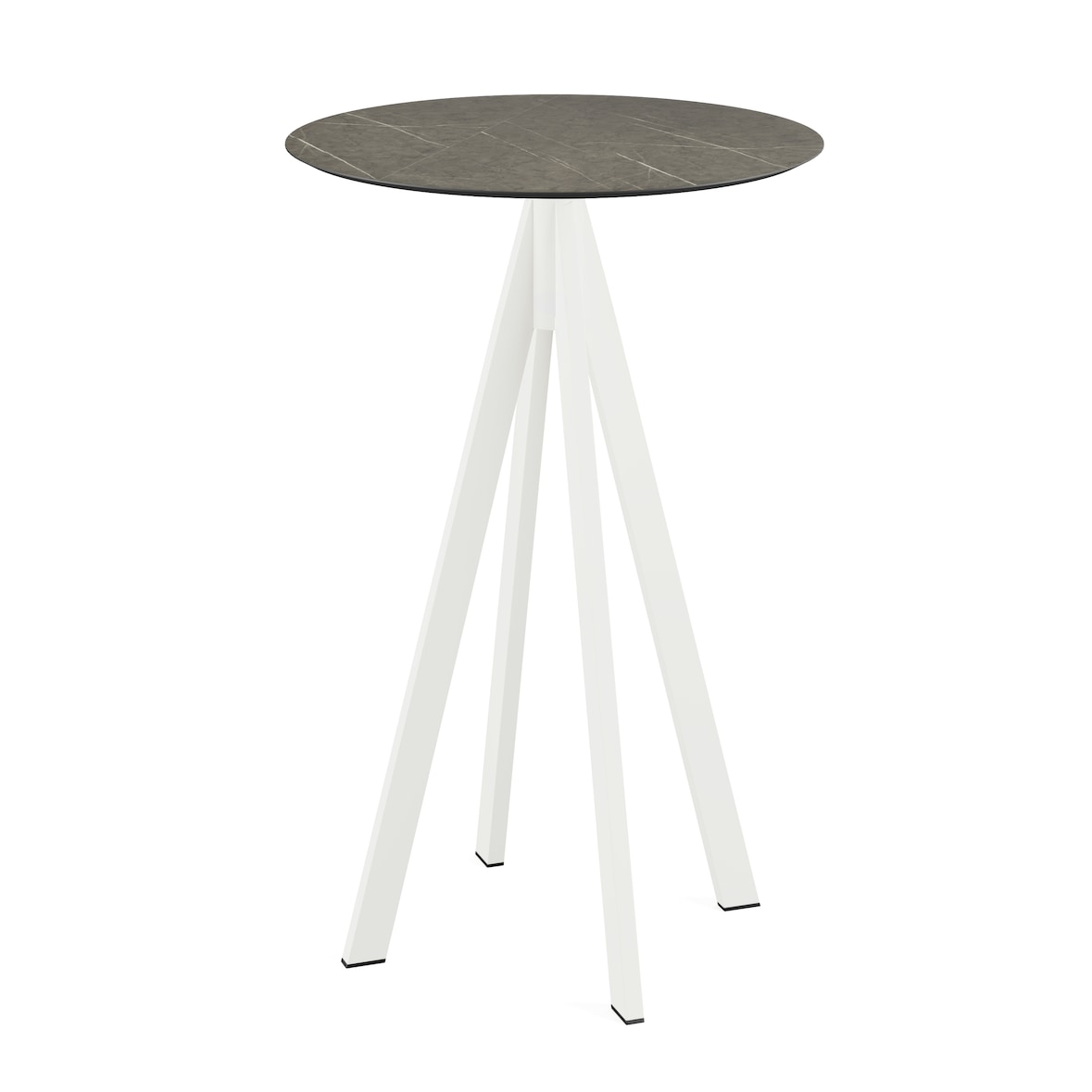 Infinity Stehtisch Weiß gestell + Midnight Marble HPL Ø70 cm