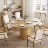 thumbnail of HOMCOM mesa de comedor extensible redonda, 110-150 cm, para 6-8 personas, con base estriada ancha, para salón, 110-150x110x75 cm, madera natural