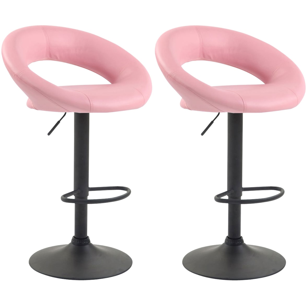 Conjunto de 2 bancos de bar Olinda em imitação de pele rosa/preto