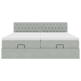 thumbnail of vidaXL Ottoman-Bett mit Matratzen & LEDs Hellgrau 200x200 cm Samt