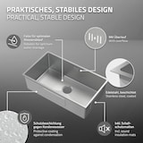 thumbnail of ML-Design XXL Spülbecken Edelstahl 70 × 40 cm – Rechteckige Einbau-/Unterbauspüle, Einzelbecken mit Ab- & Überlaufgarnitur & Siphon, Küchenwaschbecken
