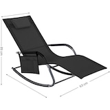 thumbnail of Gartenliege Sonnenliege Relaxliege Schaukelstuhl mit Kopfstütze und Seitentasche, aus Eisengestell, bis 150 kg belastbar, schwarz