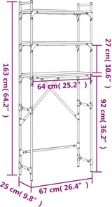 thumbnail of vidaXL Waschmaschinenregal Sonoma-Eiche 67x25x163 cm Holzwerkstoff