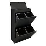 thumbnail of ARREGUI Top CR626-B Cubo de basura y reciclaje de acero de 4 cubos con bandeja superior multiusos, mueble de reciclaje, 4 x 17 L (68 L), negro