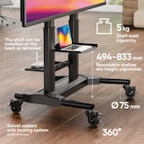 thumbnail of ONKRON Mobiler TV Ständer für 40-80 Zoll, bis 55 kg, höhenverstellbar, max. 700x400 VESA, mit Rollen, Schwarz TS2771-B