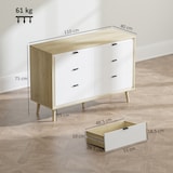 thumbnail of HOMCOM Cassettiera 6 Cassetti in Legno 110x40x75 cm Bianco e Rovere