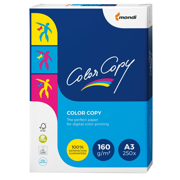 Papel copia color, DIN A3, 160g/m², blanco, blancura: 161 CIE