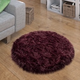 thumbnail of Hochflor Teppich Shaggy waschmaschinenwaschbar Einfarbig Schlafzimmer schmutzabweisend Lila Rund 90D | 100% Polyester | Florhöhe: 60 mm