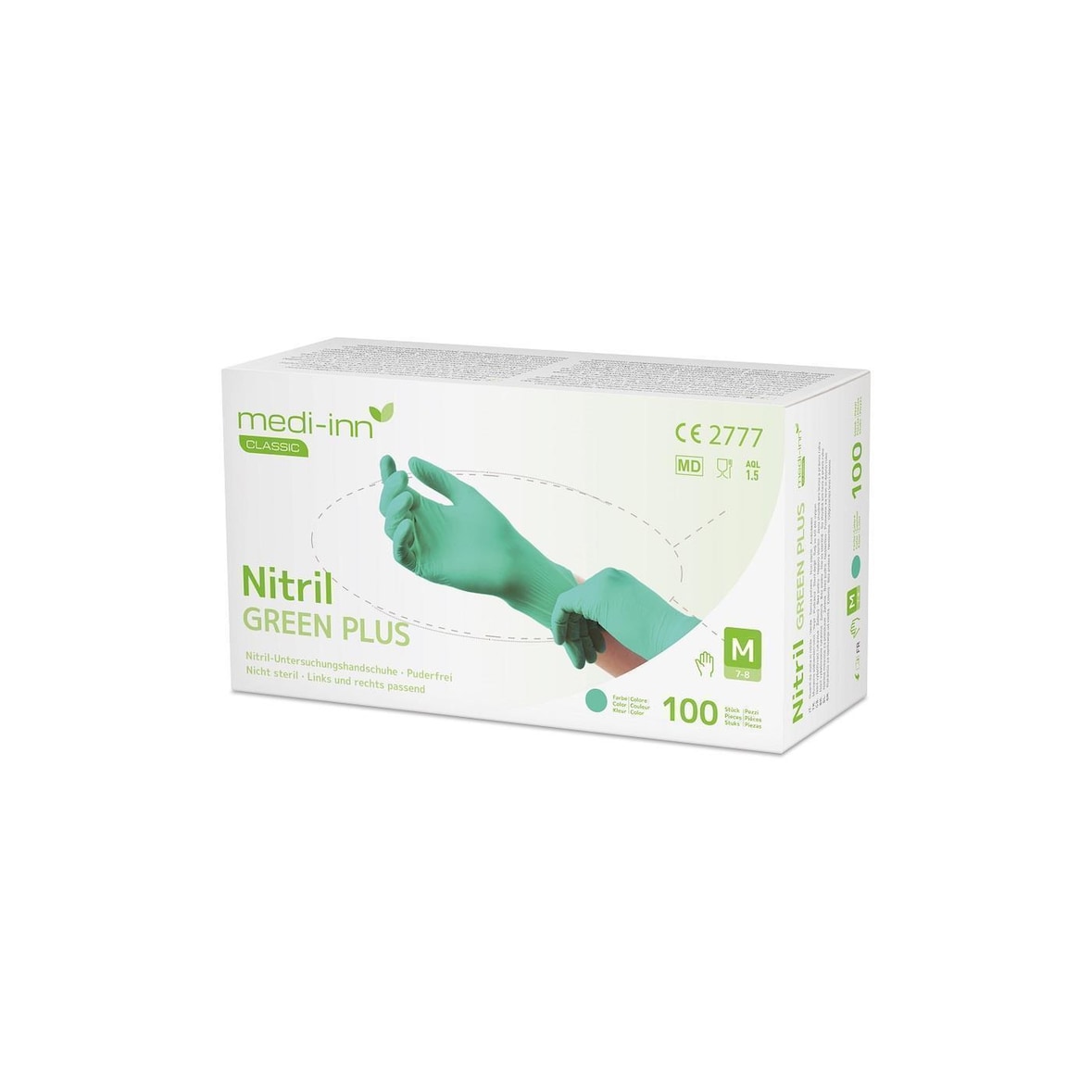 Medi-Inn Nitril Green Plus - grün - puderfrei -  Gr. M - 1000 Einmalhandschuhe