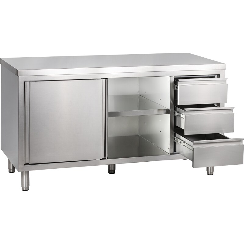 Arbeitsschrank mit Schiebetüren und Schubladen B 160cm x T 60cm