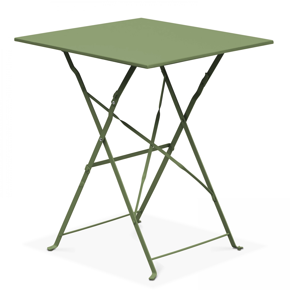 Table de jardin pliante bistrot en acier vert cactus - Oviala