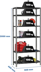 thumbnail of SimonRack Estantería Metálica con tornillos 2000x900x400 mm, 6 Alturas, 100 kg de Punto Flexión, Antracita - Comfort