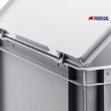thumbnail of PROREGAL 4x Eurobehälter mit geschlossenem Griff und Scharnierdeckel | HxBxT 40x30x40cm | 37 Liter | Grau | Eurobox