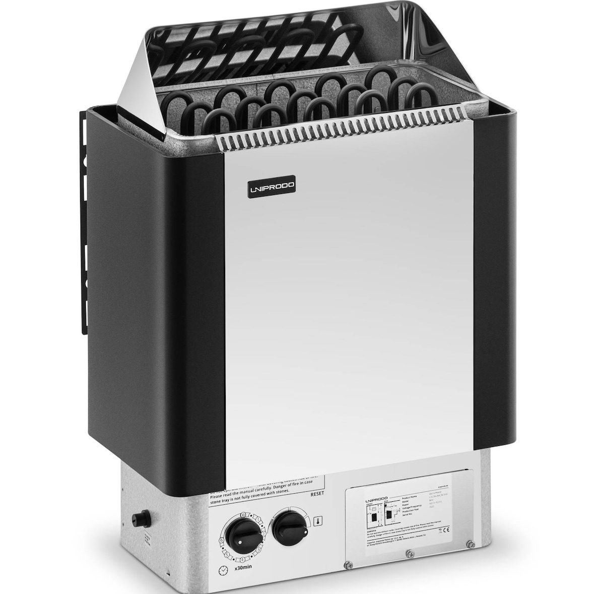 Uniprodo Stufa elettrica per sauna - 8 kW - da 30 a 110 °C - controller incluso
