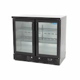 thumbnail of Maxima - 9400905 Refrigerador de bebidas 2 puertas con bisagras LED doble vidrio cerradura negro 214L 92x51,5x85 cm