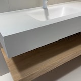 thumbnail of 【R557】Thermogeformtes Waschbecken Badezimmer Set Waschtisch Waschbecken mit LED-Spiegel und Ablage 120*55cm