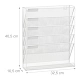 thumbnail of Relaxdays Zeitschriftenhalter Wand, A4-Querformat, 5 Fächer, Metall, Dokumentenablage HxBxT 40,5 x 32,5 x 10,5 cm, weiß