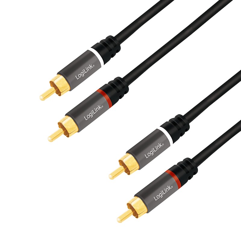 LogiLink Stereo Cinch Audio Kabel, 2 x 2 Cinch Stecker, 1m  1 Stück