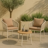 thumbnail of 2er-Set Gartenstuhl HWC-N41, Outdoor Armlehne, wetterfest Aluminium Seilgeflecht Rope ~ grau Kissen taupe