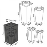 thumbnail of Vasi quadrati a cono alti da giardino in fibra di argilla set 4 pezzi Glicine -  BurlyWood