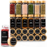 thumbnail of Five Stars® 24-delige Glazen Kruidenpotjes Vierkant met Bamboe Deksel – 2 Soorten Strooideksels – incl Stickers, Krijtstift, Vultrechter – 120ml