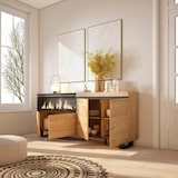 thumbnail of Aparador sala de jantar, Sala, Cozinha, Entrada, TV, 208x35x87cm, 4 Portas, Lareira eléctrica XXL, Design industrial, Carvalho _ 418_4