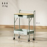 thumbnail of HOMCOM carrito auxiliar con ruedas de 2 niveles carrito de cocina con 1 cajón y 1 cesta carrito organizador para dormitorio salón oficina verde claro