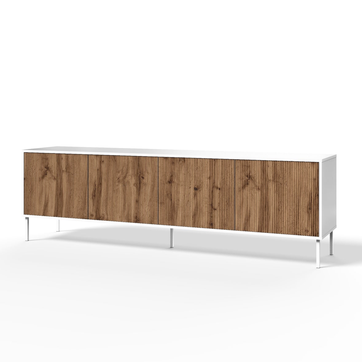 AQA Design Buffet 4 ante BUDAPEST-S bianco/quercia cm. L.238 P.50 H.72 in melaminico e MDF MP03185
