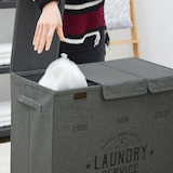 thumbnail of Wäschekorb 3 Fächer - 84L Wäschesammler Anthrazit mit Deckel - Wäsche Organizer