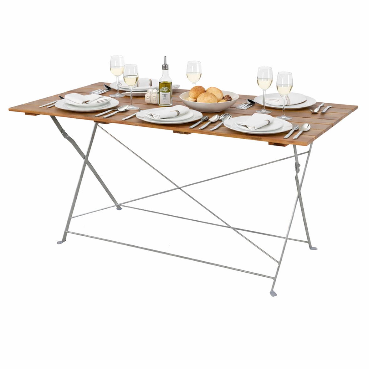 Biergarten Tisch Klapptisch Gartentisch klappbar Akazie Stahl 120x70cm