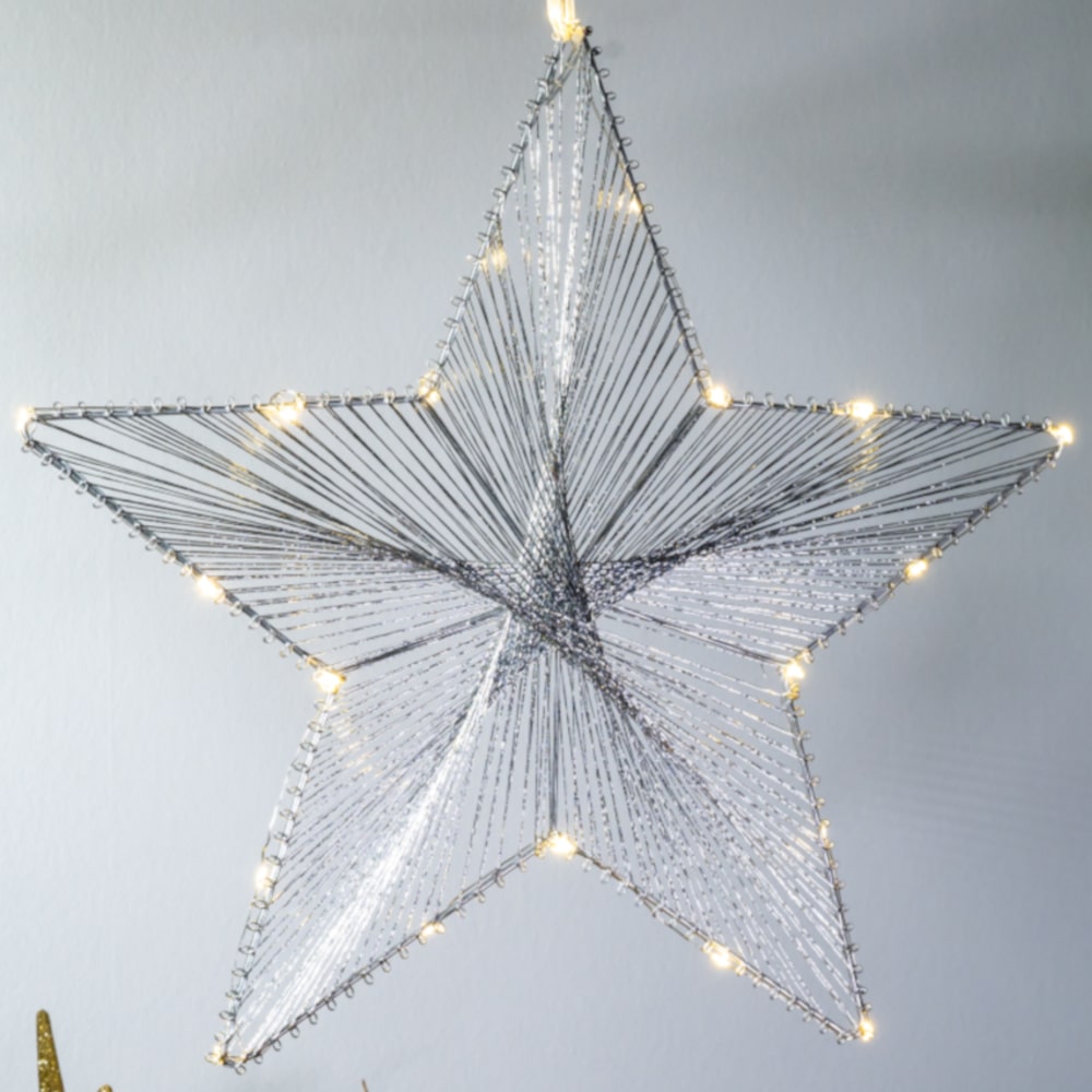 Deko-Stern 20 LED, 40 cm silber