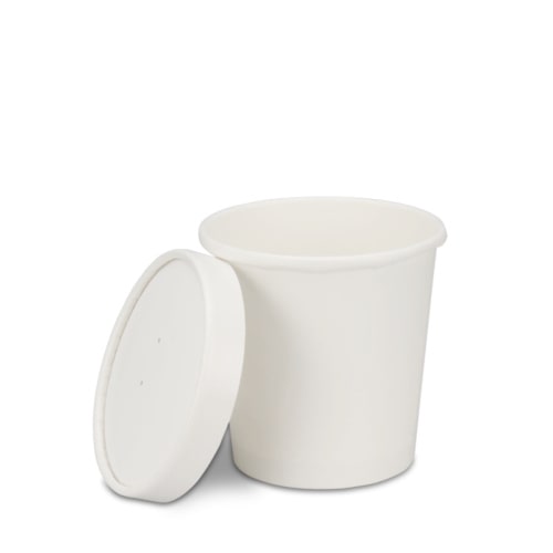 250 Thermobecher Suppenbecher Eisbecher Papier weiß 16oz/450ml mit Deckel