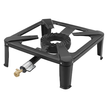 Fornello A Gas GPL 5,5 kW con Bruciatore in Ghisa Struttura a 4 Piedi Stabile Design Compatto Ideale per Campeggio Outdoor Giardino 30x30x11,5 cm Nero