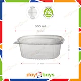 thumbnail of DayBays 450 Stk. Klappschale Oval 500 ml VP 150x124x55 mm RPET Transparent mit anhängendem Deckel