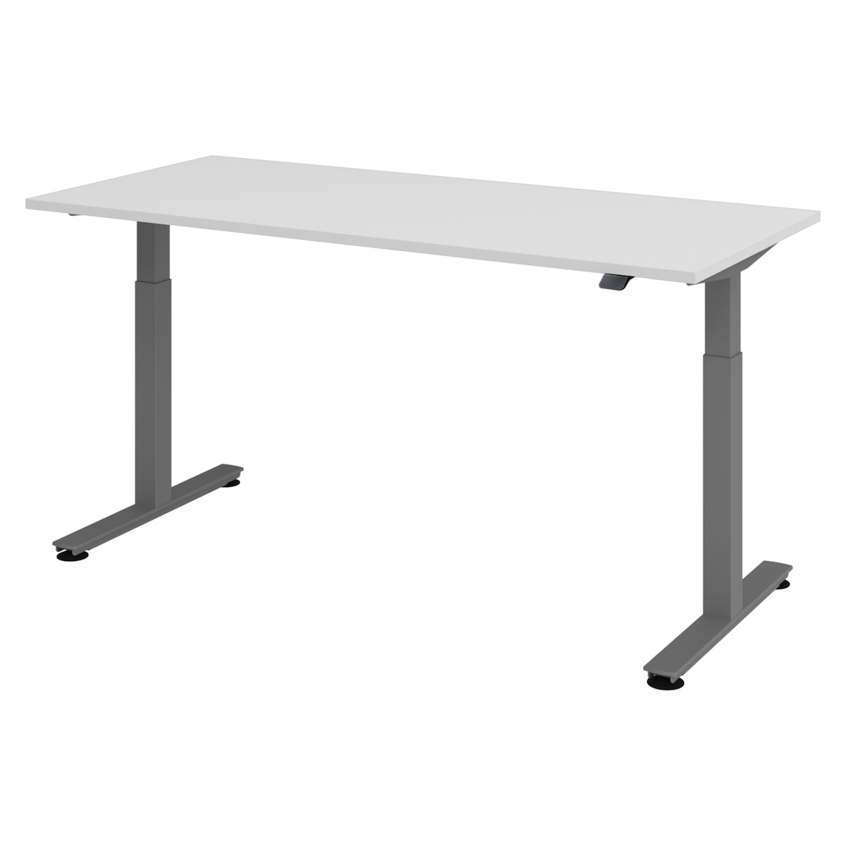 bümö elektrisch höhenverstellbarer Schreibtisch grau 180x80 cm, Gestell: Graphit - Büroschreibtisch höhenverstellbar elektrisch, elektrischer