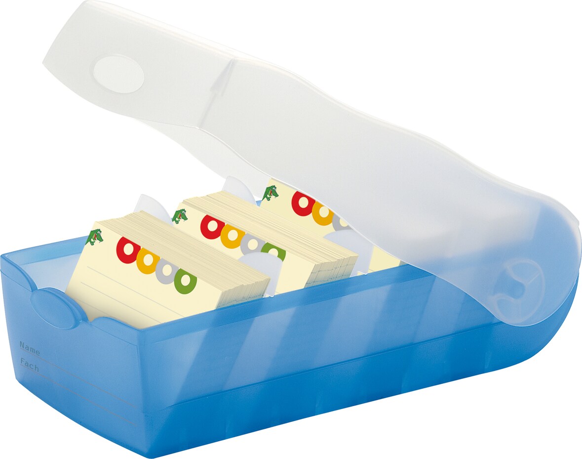 HAN 998-643 Karteibox CROCO - A8 quer, für 500 Karten,  blau-transluzent