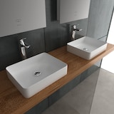 thumbnail of Alpenberger Design Aufsatzwaschbecken mit Nanobeschichtung | Keramik Waschbecken für Bad & Gäste-WC | Waschtisch Weiß mit Hahnloch | Modernes Becken