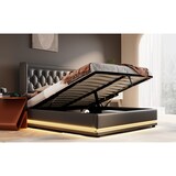 thumbnail of Polsterbett 180x200 mit Stauraum, USB-Anschluss und LED-Beleuchtung – elegantes Design, hydraulisches Stauraumsystem, stabiler Stahlrahmen – Schwarz