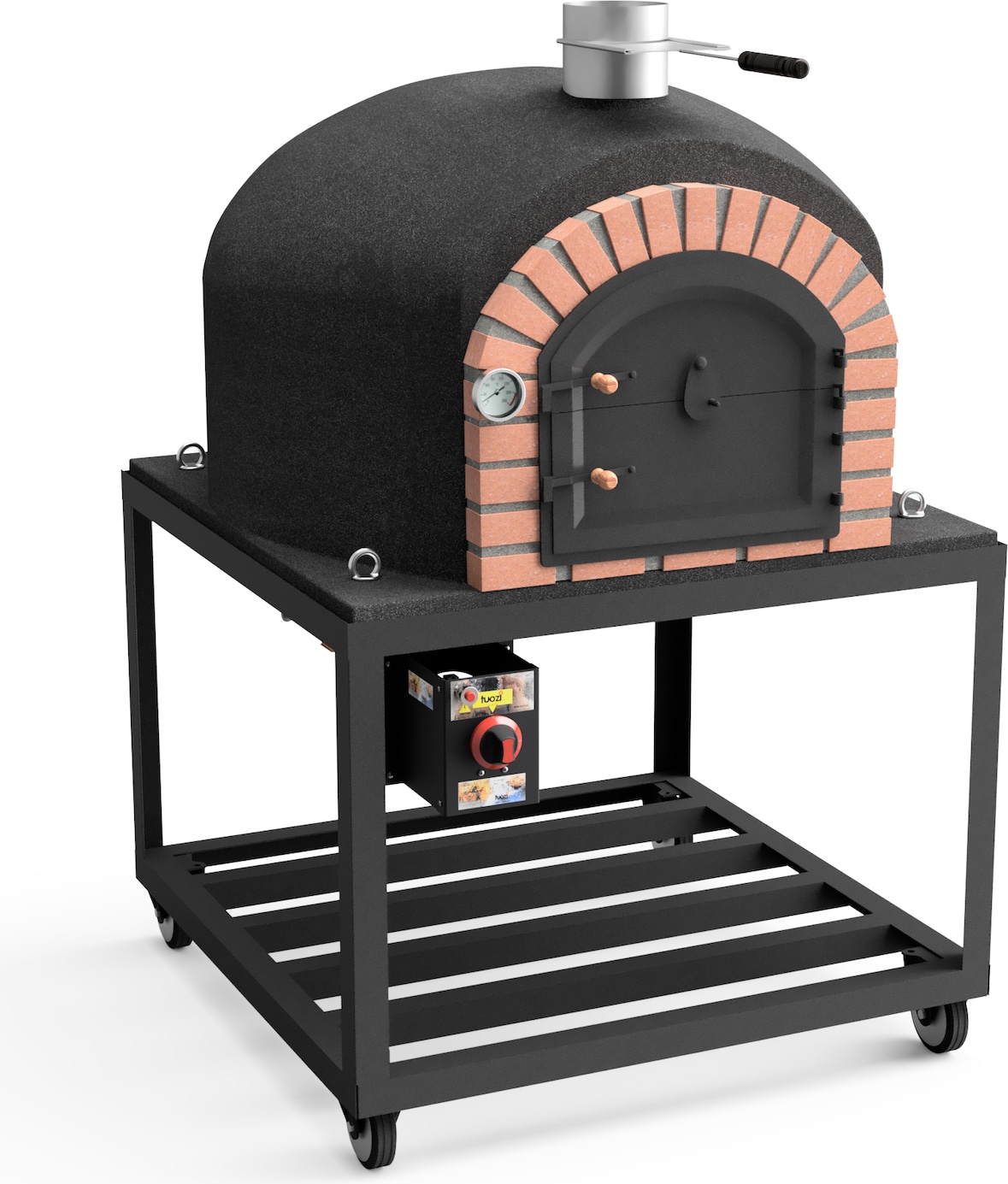 Horno lenã Gran Canária 120 negro, (Gas)+Quemador+Base, aislado con 3 mantas ceramicas