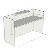 thumbnail of Oficit. Mostrador de recepción y oficina, blanco con sobremostrador nogal. Fácil de montar. Fabricado en España. Medidas: 180x50x105(an x fon x alt)